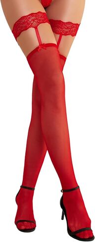 Thigh High Stockings for Women - Sheer Over Knee Hosiery Silicone Stay Up Lace Top Tights Bow Accent Pantyhose in Kuwait