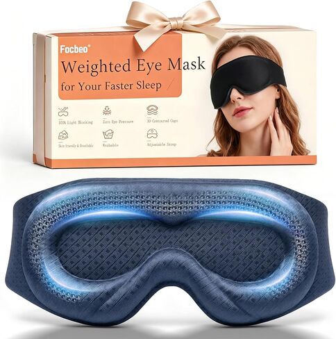 Weighted Eye Mask for Sleeping - 100% Blackout Sleep Mask for Women & Men, 3D Contoured Eye Mask for Lash Extensions, Zero Eye Pressure, Memory Foam, Adjustable Strap for Airplane Travel & Meditation in Saudi Arabia