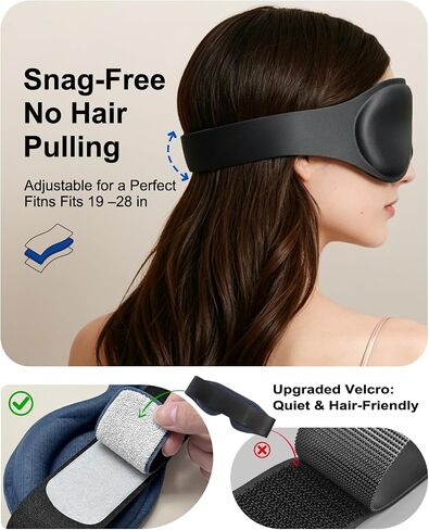 Weighted Eye Mask for Sleeping - 100% Blackout Sleep Mask for Women & Men, 3D Contoured Eye Mask for Lash Extensions, Zero Eye Pressure, Memory Foam, Adjustable Strap for Airplane Travel & Meditation in Saudi Arabia
