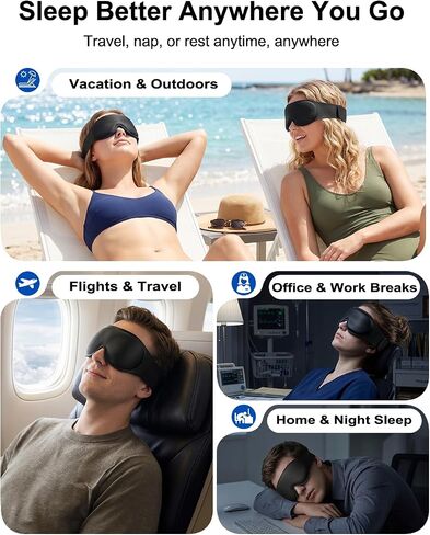 Weighted Eye Mask for Sleeping - 100% Blackout Sleep Mask for Women & Men, 3D Contoured Eye Mask for Lash Extensions, Zero Eye Pressure, Memory Foam, Adjustable Strap for Airplane Travel & Meditation in Saudi Arabia