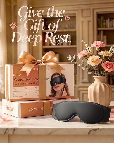 Weighted Eye Mask for Sleeping - 100% Blackout Sleep Mask for Women & Men, 3D Contoured Eye Mask for Lash Extensions, Zero Eye Pressure, Memory Foam, Adjustable Strap for Airplane Travel & Meditation in Saudi Arabia