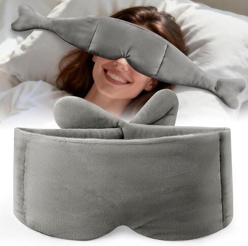Weighted Eye Mask for Sleeping, Soft Minky Sleep Mask for Side Sleeper with Adjustable Buckle, 100% Blockout Design, Ideal for Meditation, Relaxation and Travel, Includes Storage Pouch (Gray) in Saudi Arabia