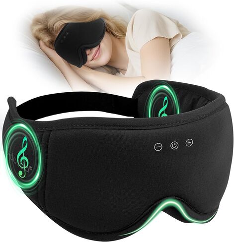 Sleep Mask with Headphones Bluetooth 5.4, LC-dolida Wireless Music Eye Mask for Sleeping Headphones with Soft Bamboo Cotton Cooling Breathable,Ultra-Thin Stereo Speaker for Side Sleepers - Ash Blue in Kuwait