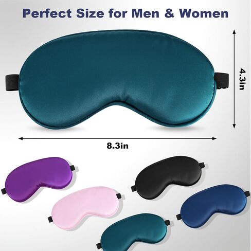 5 Pack Silk Sleep Mask, 5-Color Eye Masks for Sleep with Adjustable Strap, 100% Blackout Blindfold Super Soft Eye Cover for Travel Nap Airplane Home Sleeping, Suitable for Women & Men in Kuwait