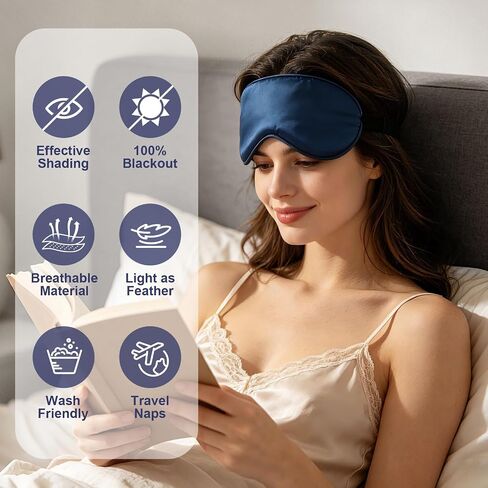 5 Pack Silk Sleep Mask, 5-Color Eye Masks for Sleep with Adjustable Strap, 100% Blackout Blindfold Super Soft Eye Cover for Travel Nap Airplane Home Sleeping, Suitable for Women & Men in Kuwait