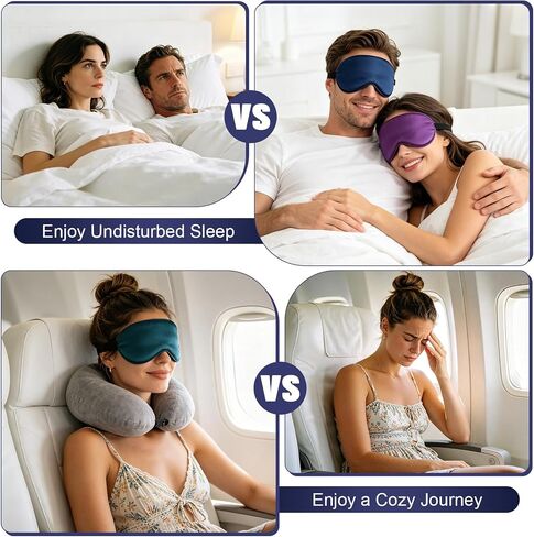 5 Pack Silk Sleep Mask, 5-Color Eye Masks for Sleep with Adjustable Strap, 100% Blackout Blindfold Super Soft Eye Cover for Travel Nap Airplane Home Sleeping, Suitable for Women & Men in Kuwait
