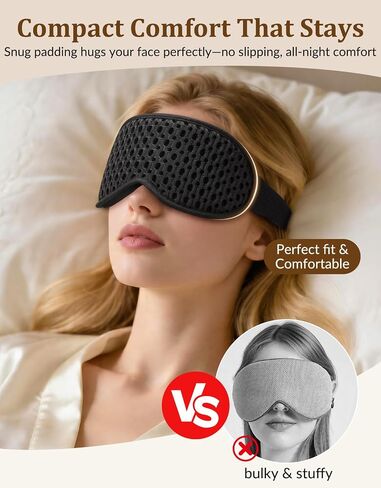 3D Contoured Sleep Mask for Men Women, Soft Zero Pressure Eye Masks, Light Blocking Sleeping Mask, Eyelash Friendly, Adjustable Eye Mask for Travel Essentials in Saudi Arabia