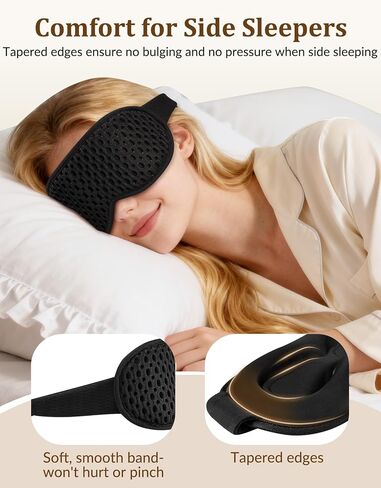 3D Contoured Sleep Mask for Men Women, Soft Zero Pressure Eye Masks, Light Blocking Sleeping Mask, Eyelash Friendly, Adjustable Eye Mask for Travel Essentials in Saudi Arabia