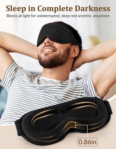 3D Contoured Sleep Mask for Men Women, Soft Zero Pressure Eye Masks, Light Blocking Sleeping Mask, Eyelash Friendly, Adjustable Eye Mask for Travel Essentials in Saudi Arabia