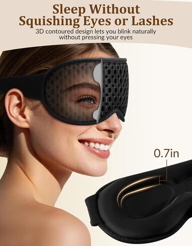3D Contoured Sleep Mask for Men Women, Soft Zero Pressure Eye Masks, Light Blocking Sleeping Mask, Eyelash Friendly, Adjustable Eye Mask for Travel Essentials in Saudi Arabia