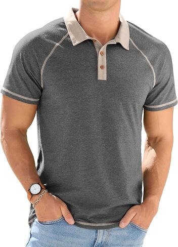 Sailwind Mens Cotton Polo Shirts Short Sleeve Raglan Collared Casual Summer Fashion Golf Shirts in Kuwait