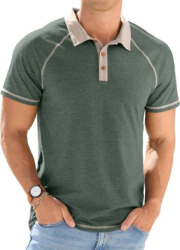 Sailwind Mens Cotton Polo Shirts Short Sleeve Raglan Collared Casual Summer Fashion Golf Shirts in Kuwait