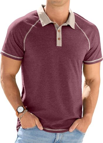 Sailwind Mens Cotton Polo Shirts Short Sleeve Raglan Collared Casual Summer Fashion Golf Shirts in Kuwait