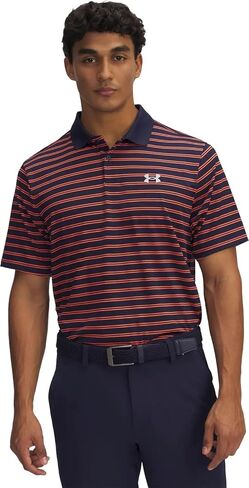 بولو جولف رجالي مطبوع عليه Matchplay من Under Armour Midnight Navy/Fire/Halo Gray مقاس صغير in Kuwait