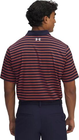 بولو جولف رجالي مطبوع عليه Matchplay من Under Armour Midnight Navy/Fire/Halo Gray مقاس صغير in Kuwait