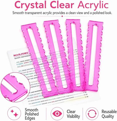 6-Pack Mahjong Line Reader Set, 4 Colorful Acrylic Line Finders with 2 Highlighter Tape Pack, Portable Reusable Mah Jongg Accessories for 2026 Cards, Girls Night, Club Games, Gifts for Women in Saudi Arabia