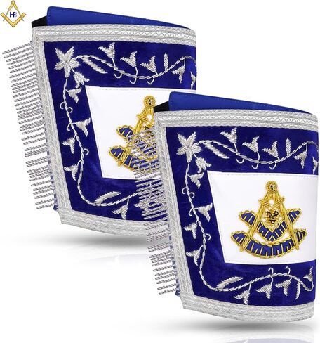 Masonic Regalia Blue Lodge Past Master Complete Bullion Embroidery Set Hand-Embroidered Apron, Chain Collar with Braiding & Jewel, Officer Cuffs & Matching Embroidered Soft Case in Saudi Arabia