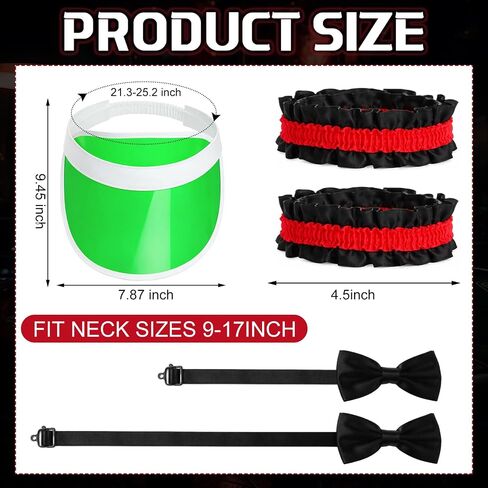 Eurzom 5 Pcs Casino Dealer Vest Costume Set Includes Poker Visor, Bow Tie, Vest, Armband, Poker Card Tie for Las Vegas Game Night in Kuwait