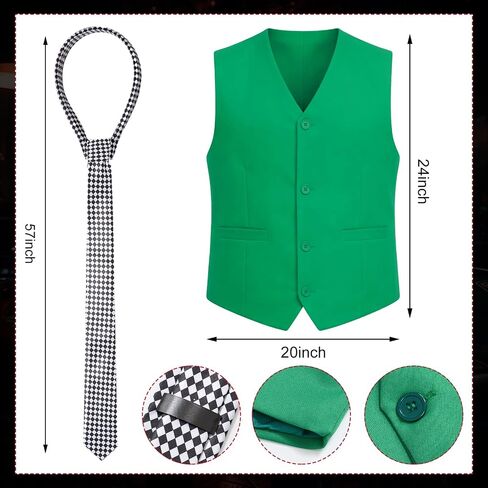 Eurzom 5 Pcs Casino Dealer Vest Costume Set Includes Poker Visor, Bow Tie, Vest, Armband, Poker Card Tie for Las Vegas Game Night in Kuwait