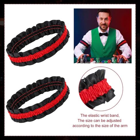 Eurzom 5 Pcs Casino Dealer Vest Costume Set Includes Poker Visor, Bow Tie, Vest, Armband, Poker Card Tie for Las Vegas Game Night in Kuwait