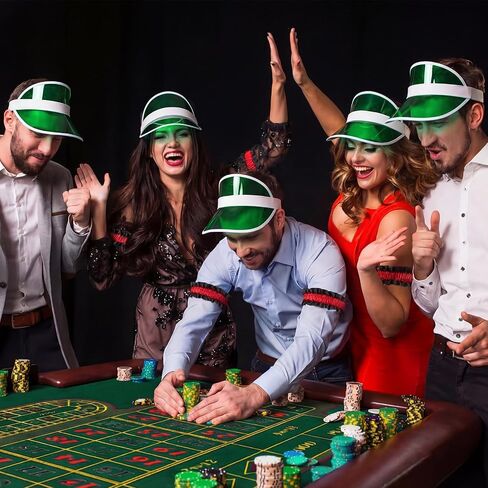 Eurzom 5 Pcs Casino Dealer Vest Costume Set Includes Poker Visor, Bow Tie, Vest, Armband, Poker Card Tie for Las Vegas Game Night in Kuwait