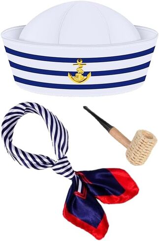 Yoroka Yacht Nautical Captain Hat Sailor Hat Set Boat Captain Dress up Accessory for Adults in Saudi Arabia