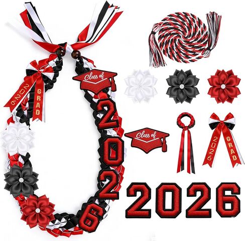 Graduation Lei Class of 2026 Gradiation Ribbon Lei Honor Cord Blue Red White Pink Grads Gifts for Daugher Son in Saudi Arabia