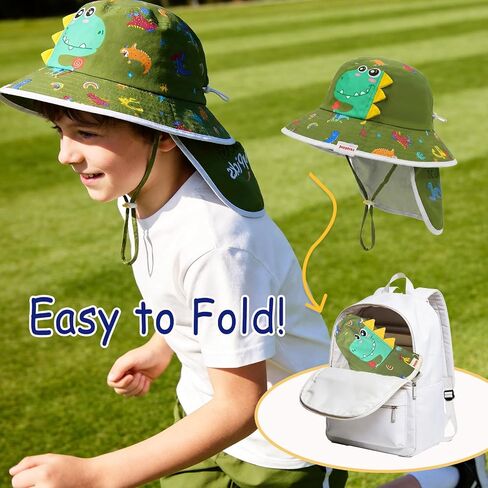 Kids Sun Hat Age 4-14 Years UPF 50+ Sun Protection, Detachable Rear Neck Flap Wide Brim Summer Beach Bucket for Boys Girls in Saudi Arabia
