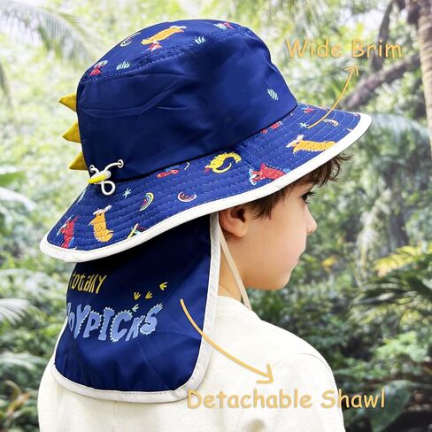 Kids Sun Hat Age 4-14 Years UPF 50+ Sun Protection, Detachable Rear Neck Flap Wide Brim Summer Beach Bucket for Boys Girls in Saudi Arabia