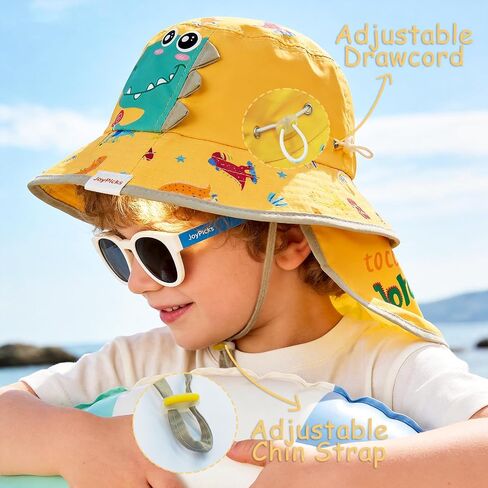 Kids Sun Hat Age 4-14 Years UPF 50+ Sun Protection, Detachable Rear Neck Flap Wide Brim Summer Beach Bucket for Boys Girls in Saudi Arabia