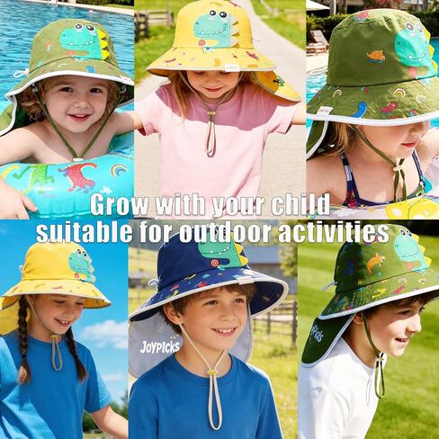 Kids Sun Hat Age 4-14 Years UPF 50+ Sun Protection, Detachable Rear Neck Flap Wide Brim Summer Beach Bucket for Boys Girls in Saudi Arabia