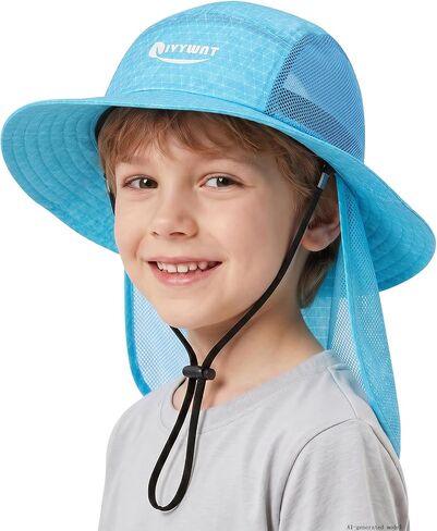 Kids Sun Hat with Removable Neck Flap, Summer UV Protection Beach Fishing Bucket Hat for Boys Girls in Saudi Arabia