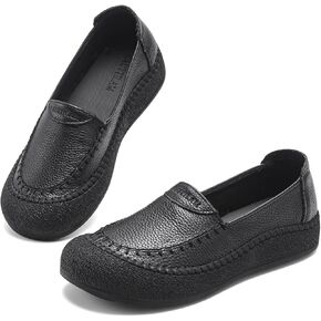 Women's Genuine Leather Slip On Loafers - Comfortable Walking Shoes with Cushion Footbed, Handmade Soft Sole Working Shoes for Standing All Day Casual Dress in Saudi Arabia