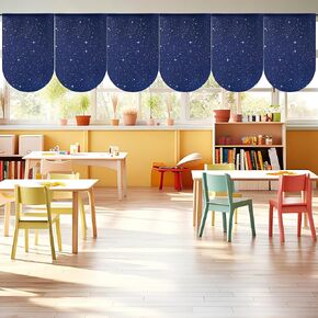 6 Pcs School Classroom Curtains Outer Space Back to Classroom Galaxy Curtains Night Sky Decorations for School Classroom Kindergarten Playroom Primary Daycare Bedroom Living Room (36" X 24") in Saudi Arabia