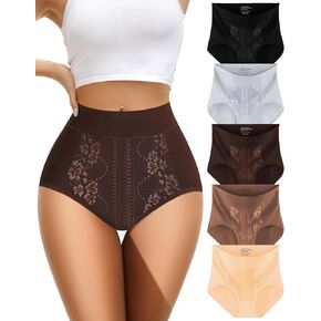 MISSWHO High Waisted Cotton Women Underwear Tagless Briefs Soft Full Great Coverage Ladies Panties 5 Pack(Regular, Plus Size) in Saudi Arabia