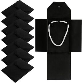 7 Pcs Velvet Necklace Jewelry Display Folder, Black Gift Bag, Women Pearl Jewelry Pouch, Travel Necklace Organizer for Women in Saudi Arabia