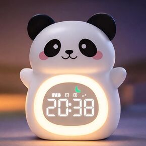 MASHI Panda Kids Alarm Clock, Sun & Moon Sleep Trainer for Toddlers, Cute Animal OK to Wake Clock with 9 Color Night Light, 6 Soothing Sounds, Dual Alarm, for Boys & Girls in Saudi Arabia