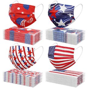 Huwena 100 Pcs Disposable Face Masks with USA Flag 3 Ply Breathable Facecovers for Adult Individually Wrapped Patriotic Face Mask for 250th Independence Day American Party Supplies in Saudi Arabia