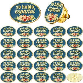 Suncalla 24 Pack Yo Hablo Español Enamel Pins Bulk, I Speak Spanish Identification Badges for Bilingual Staff Teachers Nurses Medical Office Classroom Hispanic Heritage Month Fiesta Gifts in Kuwait