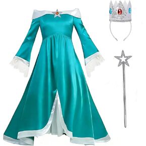 Girls Princess Costume for Kids Cosplay Fancy Dress up with Crown Magic Wand in Saudi Arabia