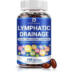 Lymphatic Drainage Supplement — Lymph System Support 21-in-1 Herbal Blend with Echinacea, Dandelion, Burdock, Bromelain, Calendula, Turmeric & More for Immune Health & Fluid Balance — 150 Softgels in Saudi Arabia