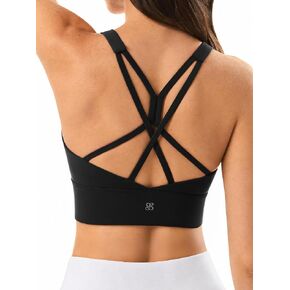 High Support Sports Bras Built-in Pads Strappy Cropped Tops for Women Workout Pilates Running Scoop Neck Criss-cross Backless in Saudi Arabia