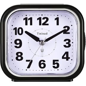 Tinload 4.3" No Ticking Analog Alarm Clock,Silent Readable for Seniors,Easy to Set,Gradual Rise Alarm,Big Numbers,On/Off Switch on Side,Gentle Wake,Snooze,Lighted on Demand,Battery Operated,Black in Saudi Arabia