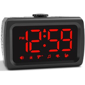 Peakeep 115dB Super Loud Alarm Clock for Heavy Sleepers, Large Display Auto/Manual Brightness for Bedroom, USB Charger, 6 Wake-up Sounds Battery Backup for Teens Shift Workers Oversleeping Fix in Saudi Arabia