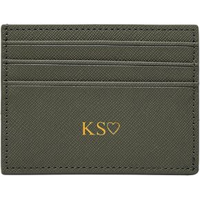Custom Gold Silver Letters Brick Saffiano Personalisa Credit Card Holder Wallet, PU Leather Ultra Slim Wallet, Thin Minimalist Credit Card Case, Front Pocket Wallets for Men, Women (white) in Saudi Arabia
