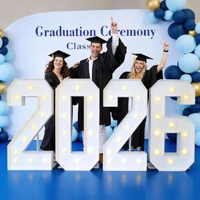 2.3ft Class of 2026 Light Up Numbers Graduation Decorations Large Marquee Letters with Lights Giant Jumbo Foam Board Lighted Sign Big Grad Mosaic 2.3 Feet Tall High School College Party Prom Decor in Saudi Arabia