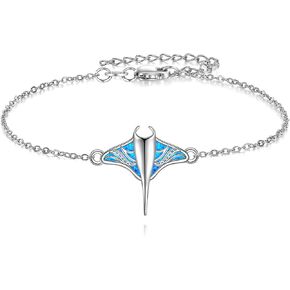 Stingray Bracelet Tiny Adjustable Blue Opal Mantaray Jewelry Manta Ray Lover Gift For Women Mom in Kuwait