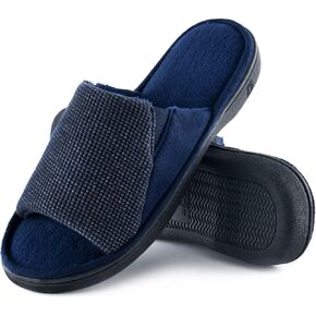 Cozy Men's Open Toe House Slippers Memory Foam,Comfy Slip On Indoor Slipper for Men Breathable, Non-Slip Soft Bedroom Home in Saudi Arabia