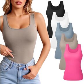 Kinglaman 1/5 Pack Women's Basic Tank Top Gym Undershirts Workout Lightweight Sleeveless Casual Layering Tanks for Women in Kuwait