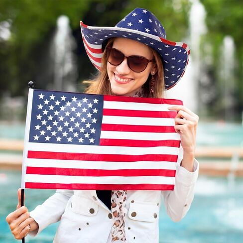 Frienda 6 Pack American Flag Cowboy Hats, Unisex USA Patriotic 4th of July Sun Hats for Men Women Parties, Parades, Rodeo in Kuwait